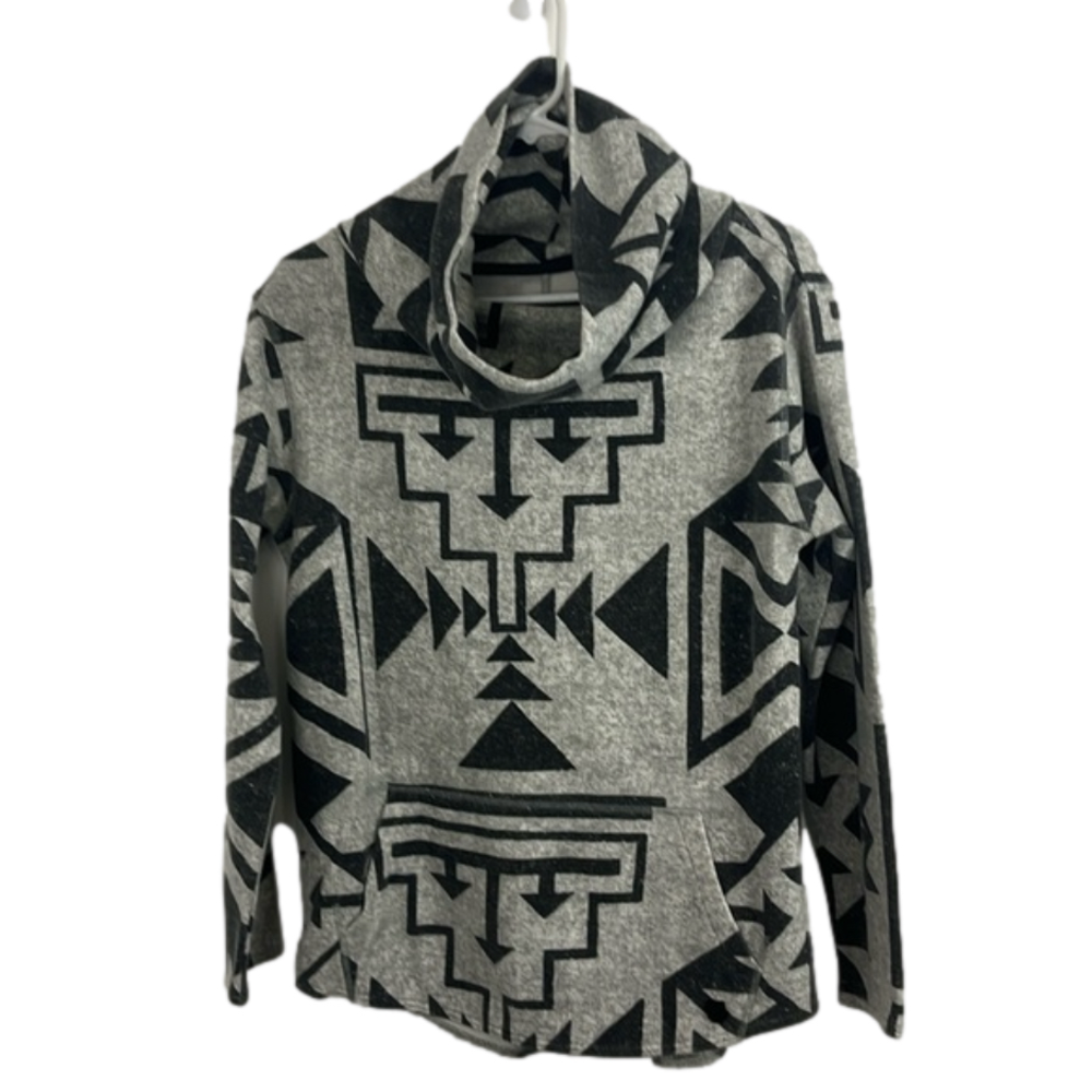 Burton WB Ellmore Dryride Black & Grey Aztec-Print Cowl Neck Pullover